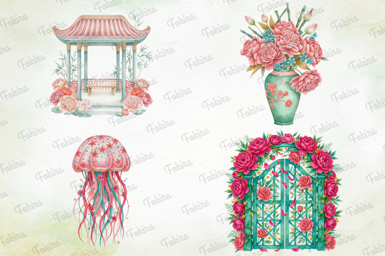 Blushing Jade Paradise PNG,jade paradise png, watercolor png