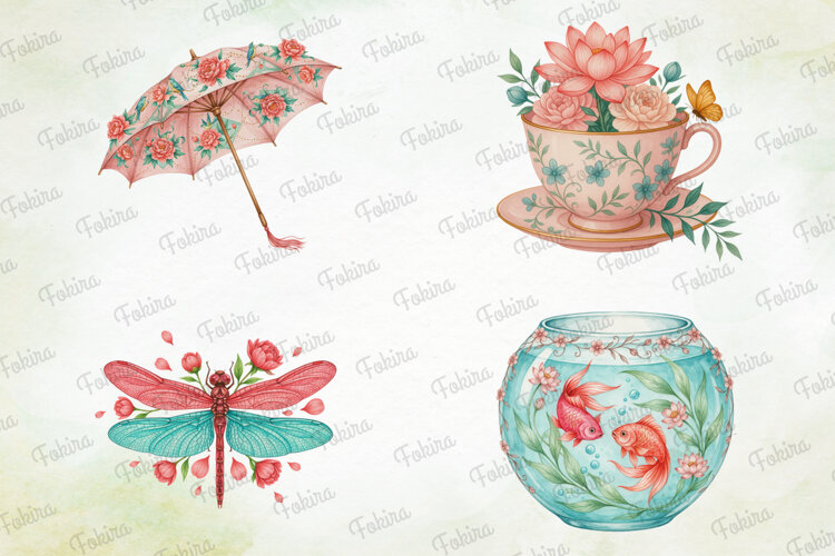 Blushing Jade Paradise PNG,jade paradise png, watercolor png example image 1