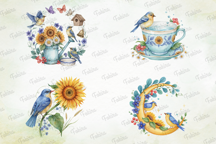 Golden Summer Bird Garden PNG ,summer bird clipart, golden b