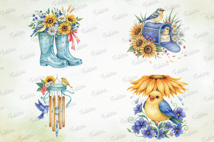 Golden Summer Bird Garden PNG ,summer bird clipart, golden b