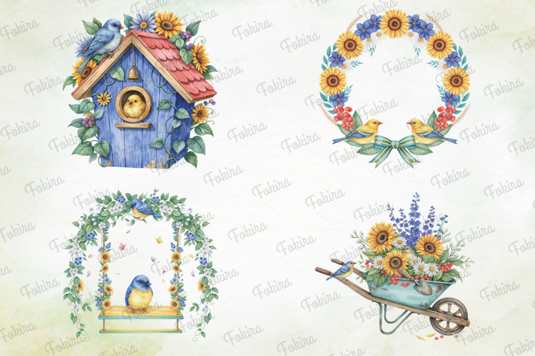 Golden Summer Bird Garden PNG ,summer bird clipart, golden b