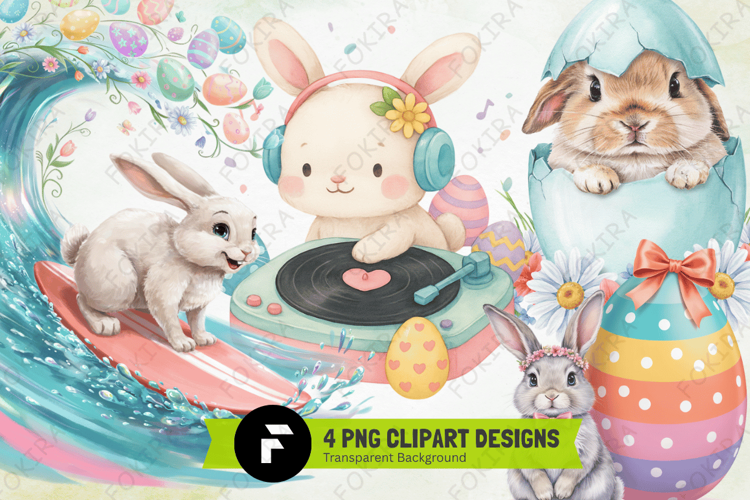 Whimsical Easter Animals Clipart PNG, whimsical easter anima