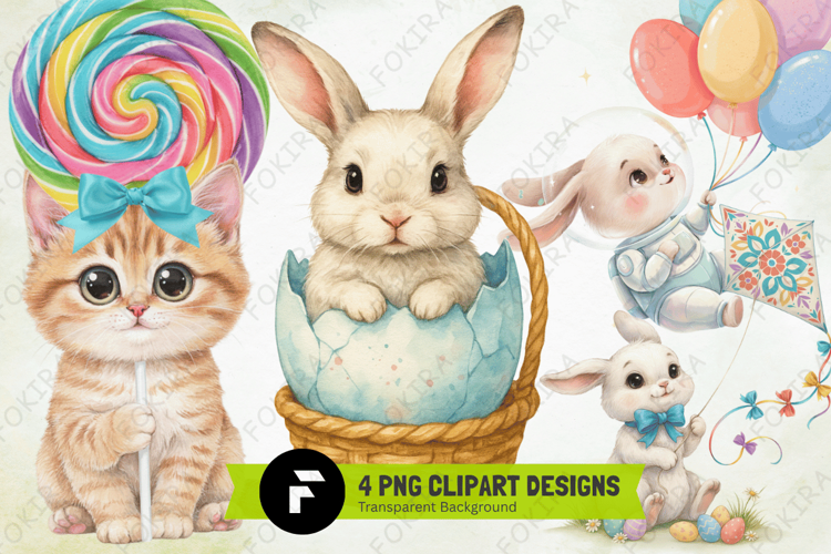 Easter Animals Clipart PNG,whimsical easter animal