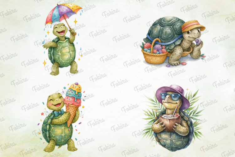 Sunny Turtle Watercolor Clipart png,turtle clipart png