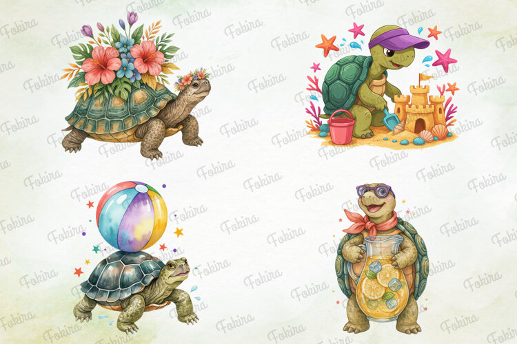 Sunny Turtle Watercolor Clipart png,turtle clipart png example image 1