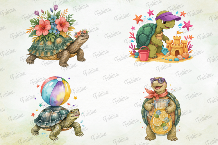 Sunny Turtle Watercolor Clipart png,turtle clipart png