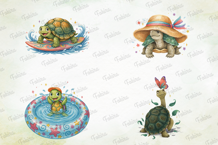 Sunny Turtle Watercolor Clipart png,turtle clipart png
