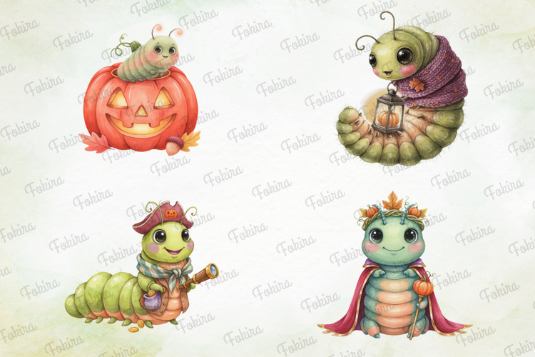 Halloween Caterpillar Clipart png, Halloween clipart png