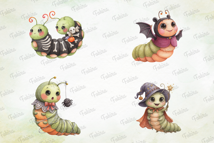 Halloween Caterpillar Clipart png, Halloween clipart png