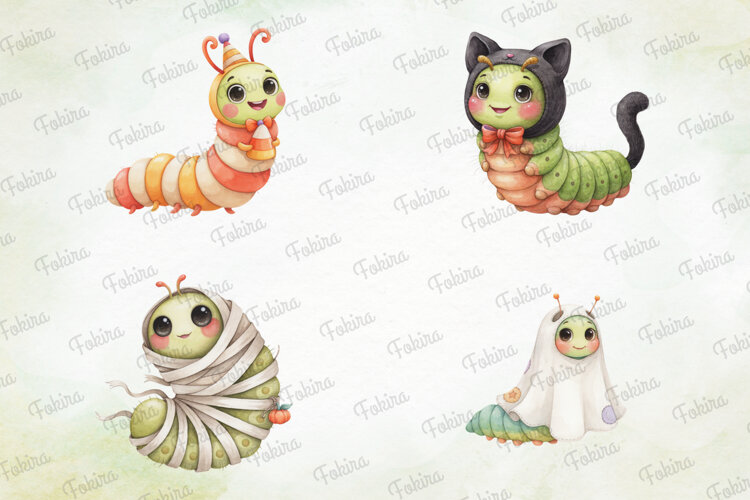 Halloween Caterpillar Clipart png, Halloween clipart example image 1