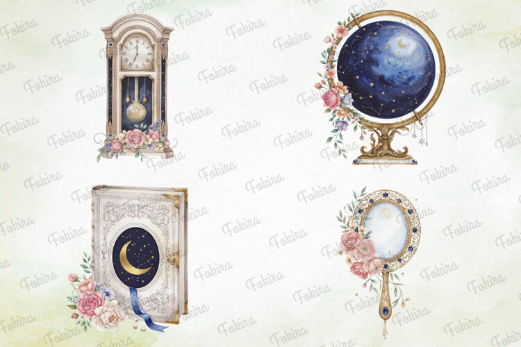 Celestial Watercolor Clipart pnh, celestial watercolor clipa example image 1