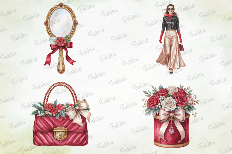 Crimson Holiday Glamour Clipart PNG, holiday glamour clipart