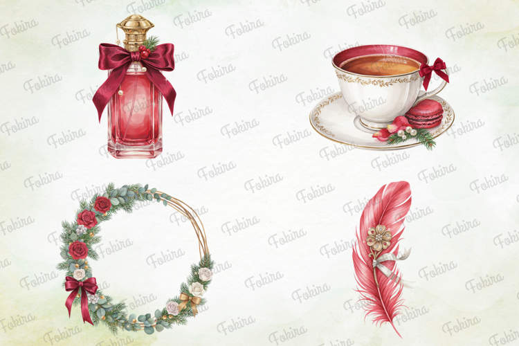 Crimson Holiday Glamour Clipart PNG, holiday glamour clipart