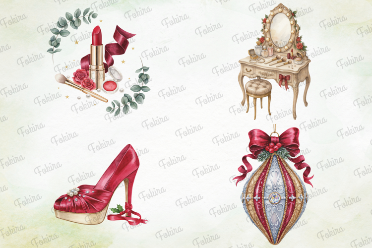 Crimson Holiday Glamour Clipart PNG, holiday glamour clipart