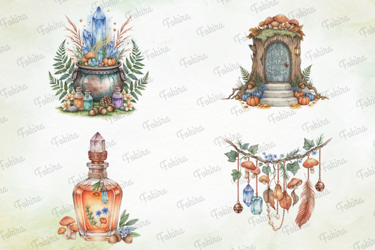Woodland Apothecary Clipart PNG, watercolor apothecary clipa