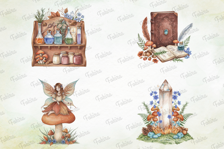Woodland Apothecary Clipart PNG, watercolor apothecary png
