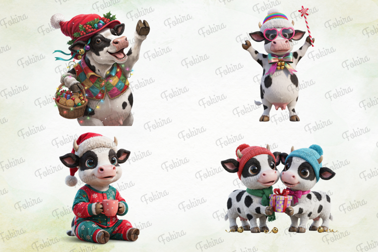 Merry Moo Christmas Cow Clipart PNG, merry moo christmas cow