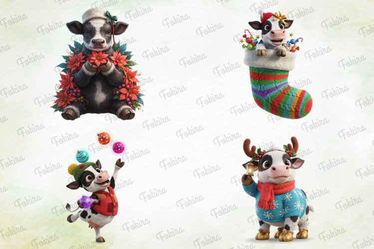 Merry Moo Christmas Cow Clipart PNG, merry moo christmas cow example image 1