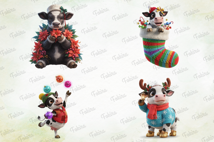 Merry Moo Christmas Cow Clipart PNG, merry moo christmas cow