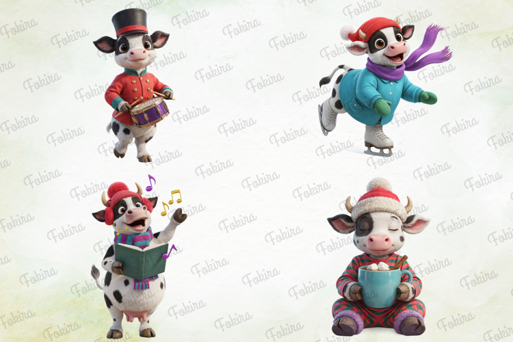 Merry Moo Christmas Cow Clipart PNG, merry moo christmas cow