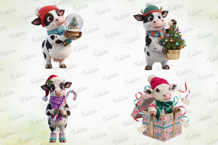 Merry Moo Christmas Cow Clipart PNG, merry moo christmas cow