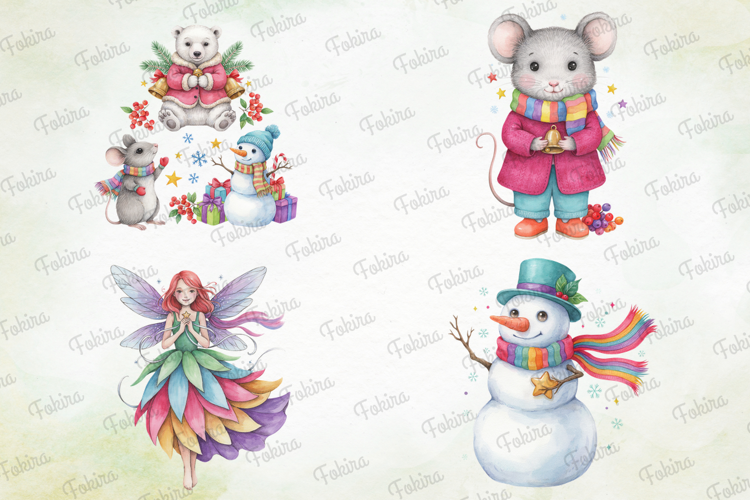 Rainbow Frosty Friends Clipart PNG, rainbow frosty friends