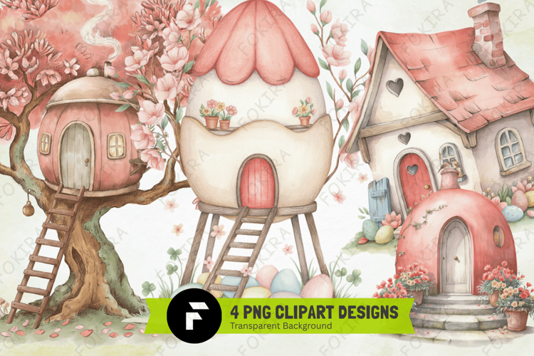 Whimsical Easter House PNG, Easter House Clipart, Easter png