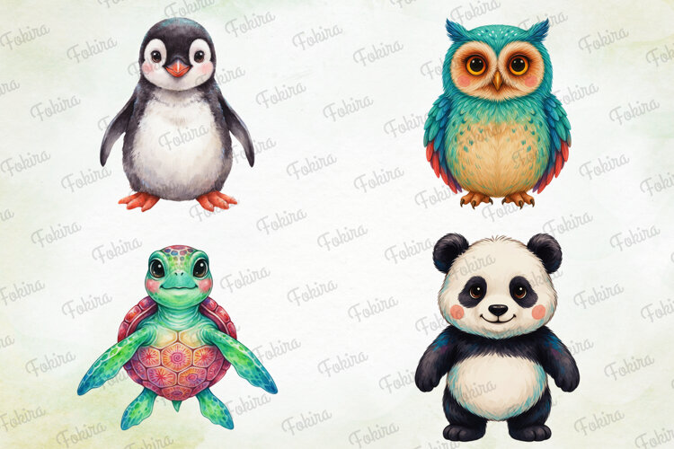 Tiny Cuddle Critters Clipart , cute animal clipart, baby png example image 1