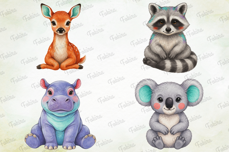 Tiny Cuddle Critters Clipart , cute animal clipart, baby png