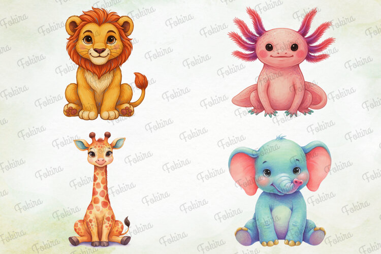 Tiny Cuddle Critters Clipart , cute animal clipart, baby png example image 1