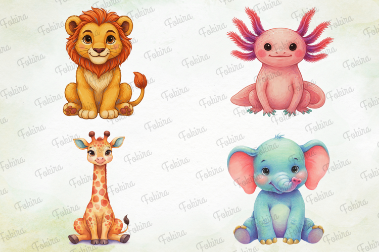 Tiny Cuddle Critters Clipart , cute animal clipart, baby png