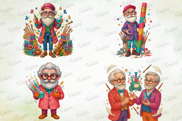 Whimsical Elderly Scholar PNG,elderly scholar png, whimsical example image 1