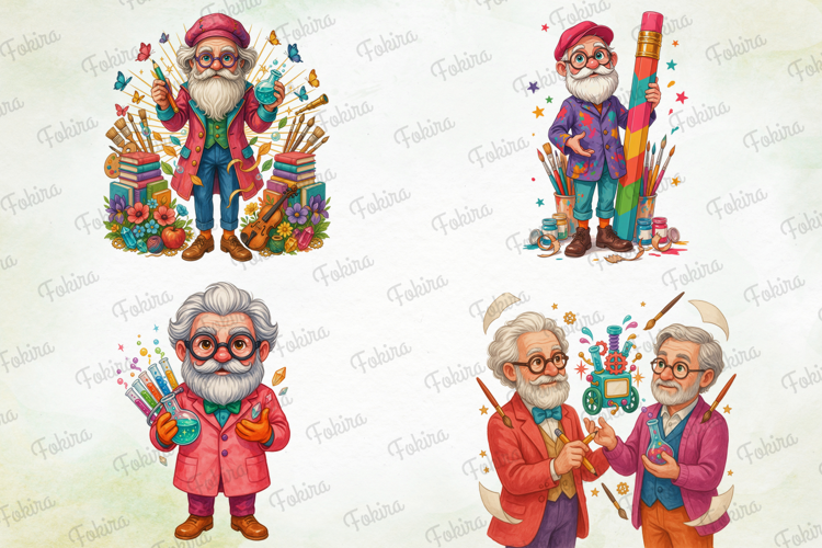 Whimsical Elderly Scholar PNG,elderly scholar png, whimsical