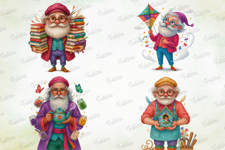 Whimsical Elderly Scholar PNG,elderly scholar png, whimsical
