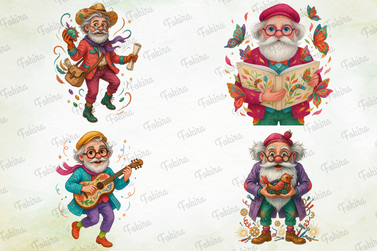 Whimsical Elderly Scholar PNG,elderly scholar png, whimsical