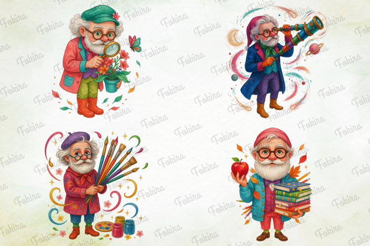 Whimsical Elderly Scholar PNG,elderly scholar png, whimsical