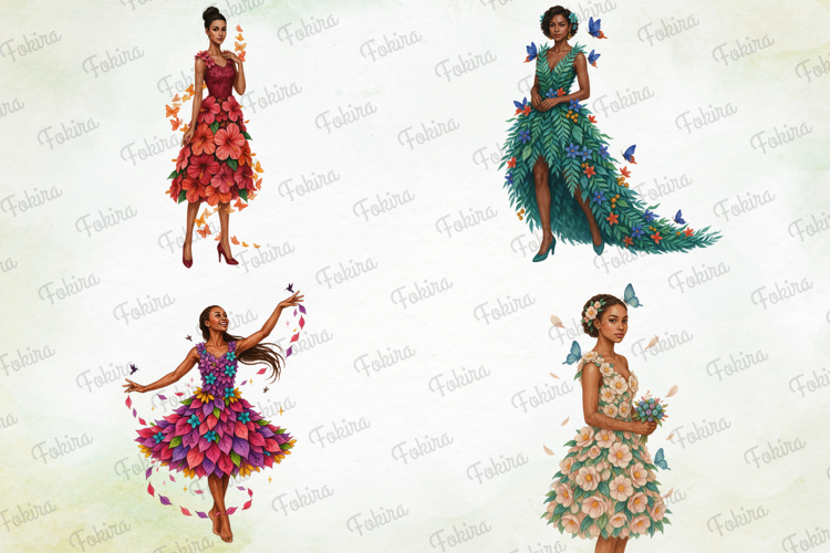 Blooming Fashionistas Clipart PNG, blooming fashionistas png