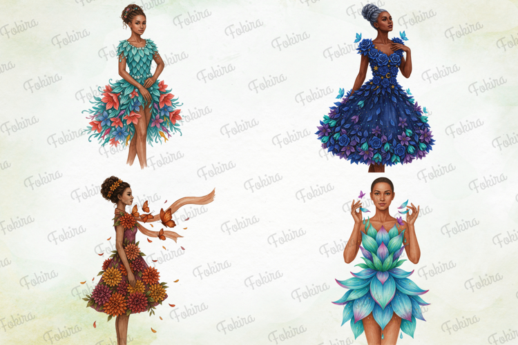 Blooming Fashionistas Clipart PNG, blooming fashionistas png