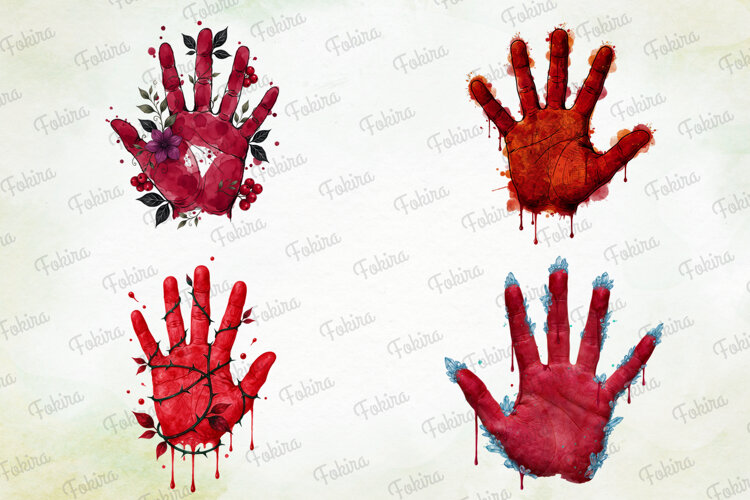 Crimson Handprints Clipart PNG,crimson handprint clipart png example image 1