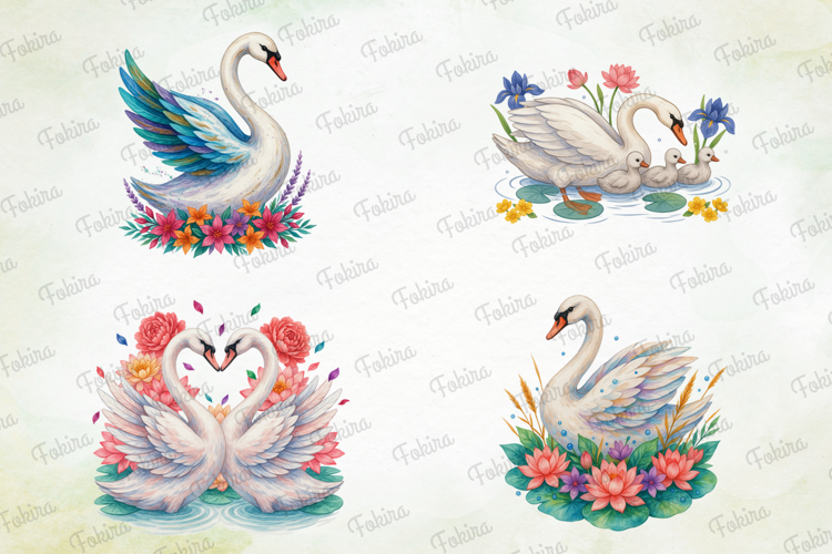 Swan Lake Watercolor Clipart PNG, swan lake clipart png,