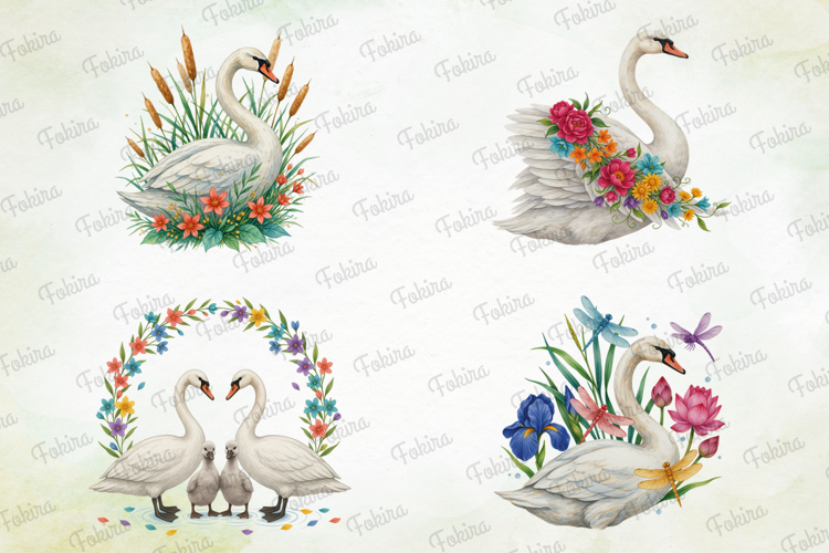 Swan Lake Watercolor Clipart PNG, swan lake clipart png,