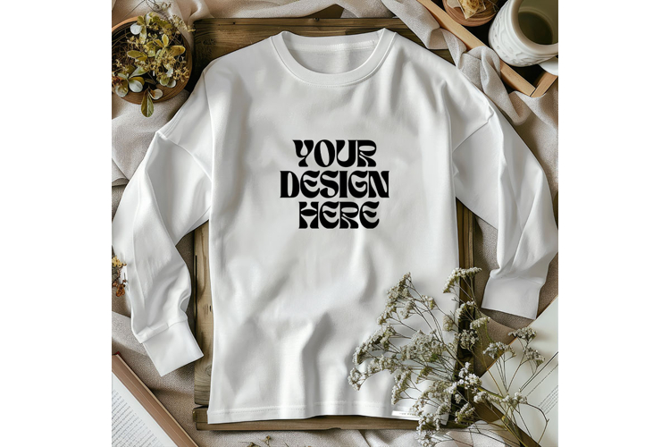 Christmas White Sweatshirt Model Mockup Gildan18000 Oversize