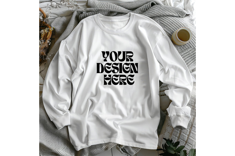 Christmas White Sweatshirt Model Mockup Gildan18000 Oversize