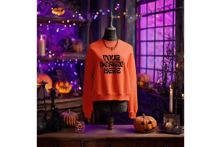 Halloween Sweatshirt Mockups Blank Neon Scary Oversize_22