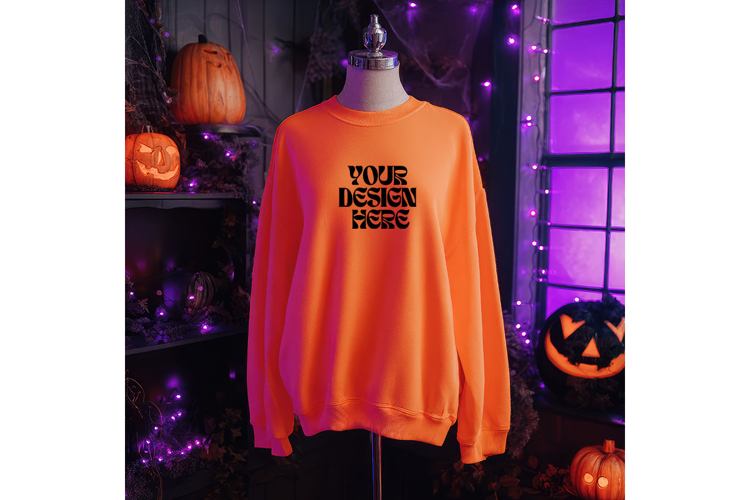 Halloween Sweatshirt Mockups Blank Neon Scary Oversize_23