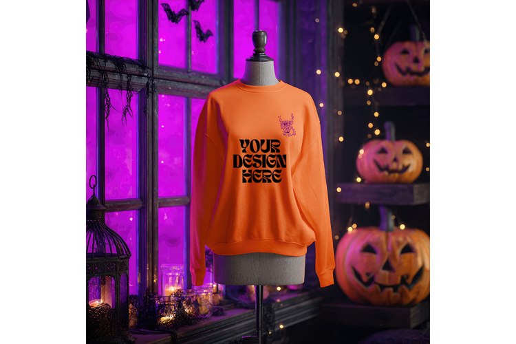 Halloween Sweatshirt Mockups Blank Neon Scary Oversize_24
