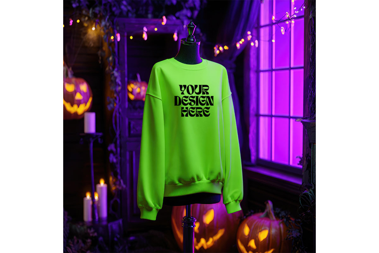 Halloween Sweatshirt Mockups Blank Neon Scary Oversize_26