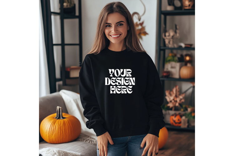 Fall Halloween Black Sweatshirt Mockups Blank Sweatshirt_74