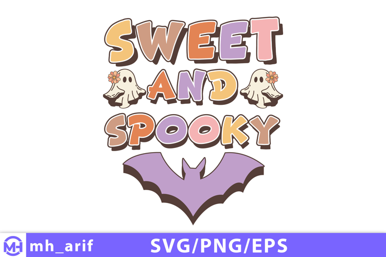 Retro Halloween Sweet and Spooky SVG PNG Design