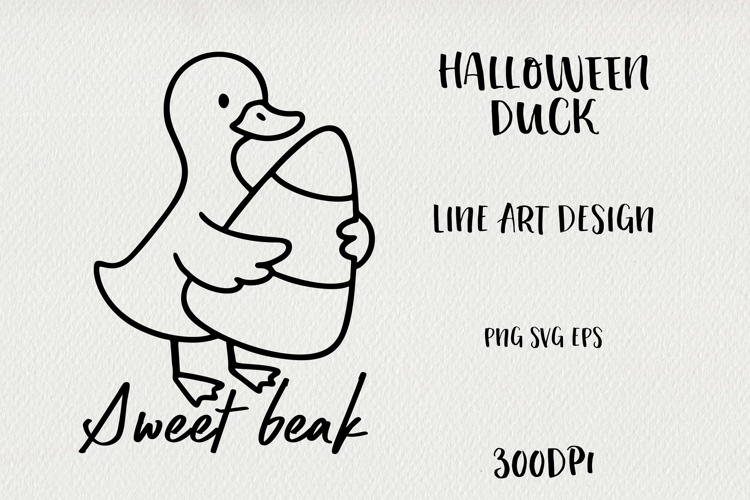 Line Art Cute Halloween Duck | EPS, SVG, PNG